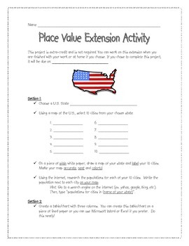 Preview of Place Value Extension Activity