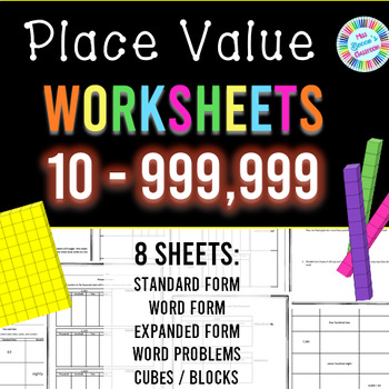 Preview of Standard Form, Expanded Form, Word Form, Chart & More Place Value Worksheets