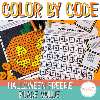 Preview of Place Value FREEBIE Second Grade COLOR BY CODE MATH - October Mystery Math