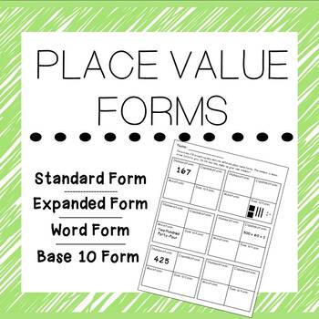 Place Value Forms by Comfort in the Classroom | Teachers Pay Teachers