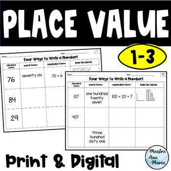 Preview of Place Value  - Four Ways to Write a Number - Base Ten Blocks - Expanded Form