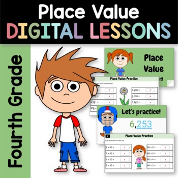 Preview of Place Value Fourth Grade | Interactive Google Slides | Math Skills Review