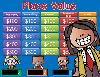 Preview of * Place Value Jeopardy Style Game Show GC Distance Learning