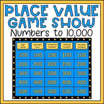 3rd grade math review place value game show numbers to 10 000 editable