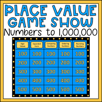 Preview of 4th Grade Math Review Place Value Game Show Numbers to 1 Million EDITABLE