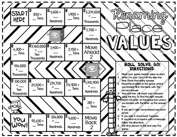 place value game renaming numbers 4th 5th grade math game tpt