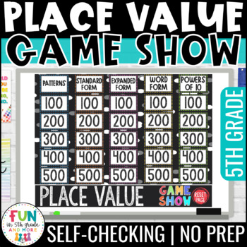 Preview of Place Value Game Show Review | 5th Grade | Digital Test Prep Math Review Game