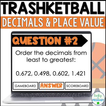Preview of Decimal Place Value Game for 5th Grade | Trashketball Review | Test Prep