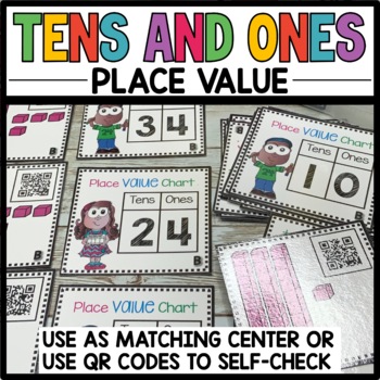 Preview of Place Value Chart Tens and Ones to 40 First Grade Math Review Centers Games