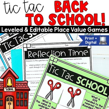 Preview of Back to School Math Games Place Value Worksheets 3rd 4th 5th Differentiated