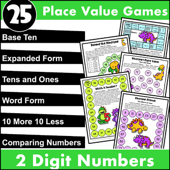 place value games for 2 digit numbers with tens and ones 10 more 10 less etc