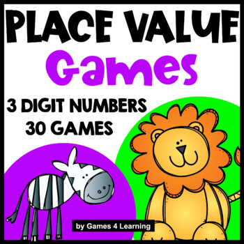 Preview of Place Value Games 3 Digit Numbers: Hundreds, Tens, Ones: Skip Counting: Base 10