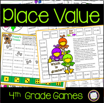 Preview of Fourth Grade Place Value Easy Prep Math Center Games