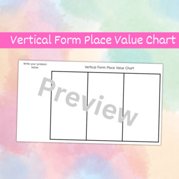 Preview of Place Value Graphic Organizer with Vertical Form, Printable Digital Download