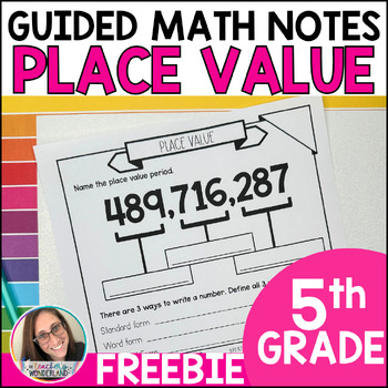 Preview of Place Value Guided Math Notes for Math Notebook FREEBIE - Printables