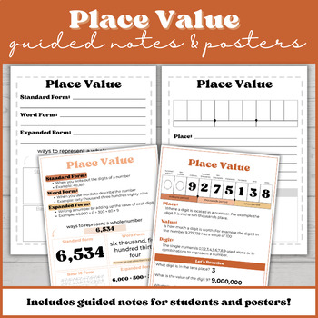 Preview of Place Value Math Guided Notes and Posters