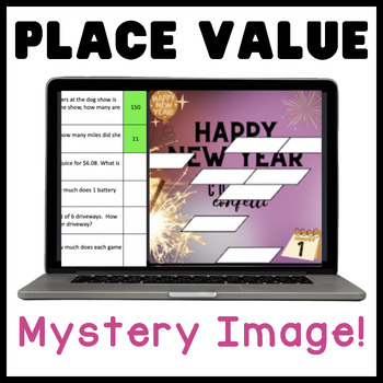 Preview of Place Value | Happy New Year | Math Mystery Picture Digital Activity