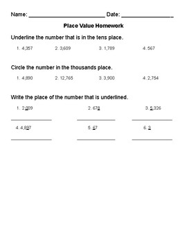 place value homework year 6