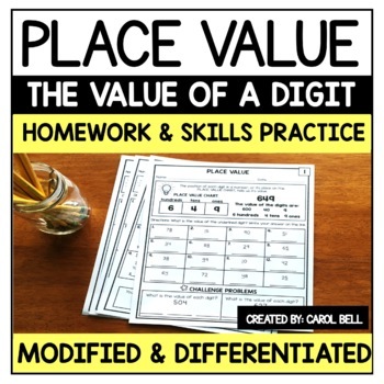 Preview of Place Value Worksheets Value of a Digit