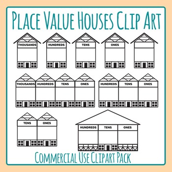 Preview of Place Value Houses / Charts Math Templates Clip Art / Clipart Commercial Use