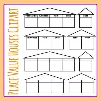 Preview of Place Value Houses Simple Math Template Clip Art / Clipart Commercial Use