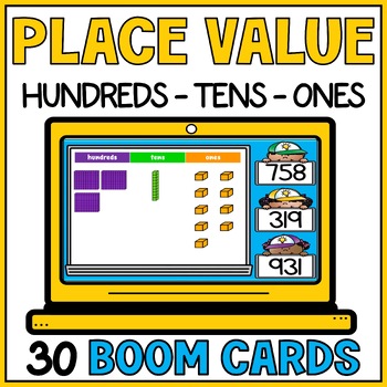 Preview of Place Value Hundreds Tens Ones Boom Cards - Represent 3-Digit Numbers  2nd Grade
