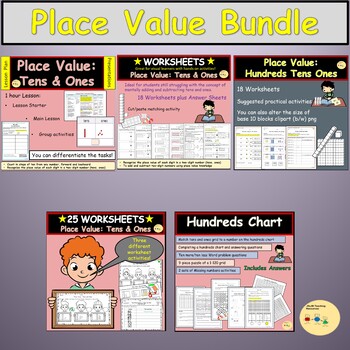 Preview of Place Value Hundreds Tens Ones Units Worksheets Activities BUNDLE