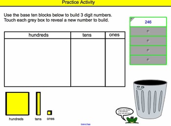 Preview of Place Value INTERACTIVE Smartboard Lesson (ones, tens, hundreds)