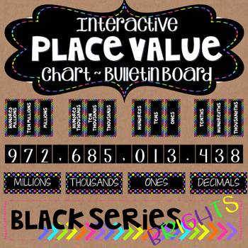 Preview of Place Value Interactive Chart~Posters Bulletin Board Black Series Bright Neon