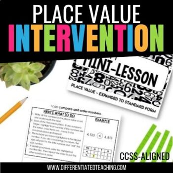 Preview of Place Value Intervention: worksheets, activities, strategy charts, & assessments