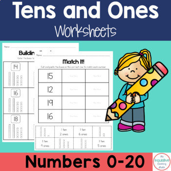 Preview of Place Value Kindergarten Worksheets | Tens and Ones