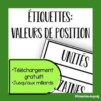 Preview of Place Value Labels in FRENCH (Valeurs de position)