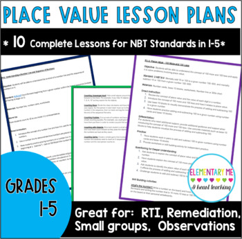 Preview of Place Value Lesson Plans for Grades 1-5