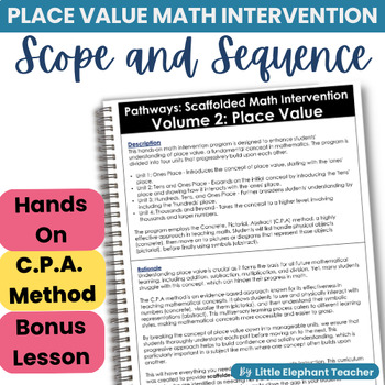 Preview of Place Value Lesson and Worksheet Math Intervention FREE Scope and Sequence