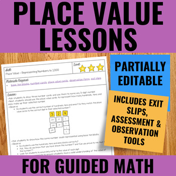 Preview of Place Value Lessons for Guided Math | Partially Editable for French Translation