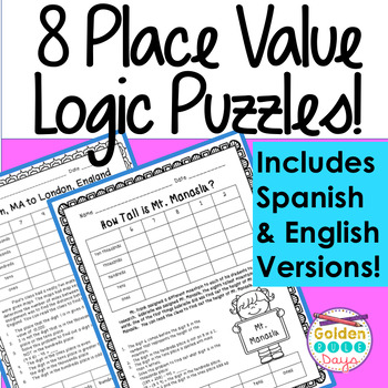 Preview of Enrichment Activities Place Value Logic Puzzles Includes Spanish Version