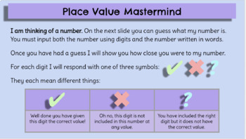 Preview of Place Value Mastermind - Distance & Remote Learning Online Interactive Game