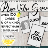 Place Value Models Game Matching Card- Thousandths, Fracti