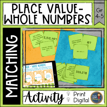 Preview of Place Value Whole Numbers Match Print & Digital