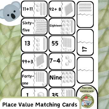 Preview of Place Value Matching Cards (Year 1-Year 2) Math Australian Curriculum