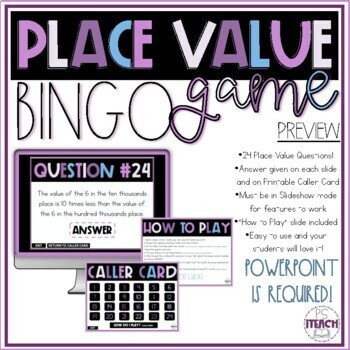 Place Value Math Bingo 4.NBT.1 Whole Group Review Game by PS iTeach