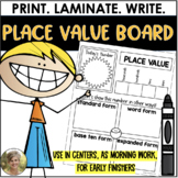 Place Value Math Board for First Grade Center Reusable Activity
