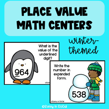 Preview of Place Value Math Centers | Winter-Themed