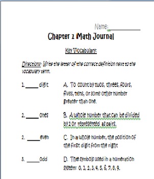 Preview of Place Value Math Journal