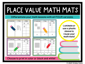 Preview of Place Value Math Mats - Differentiated BUNDLE - Hundreds, Tens, & Ones