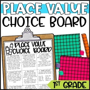 Preview of Place Value Math Menu or Choice Board for 1st Grade