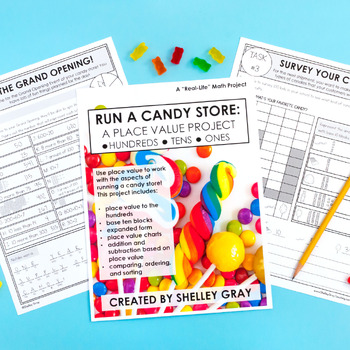 Preview of Place Value Math Project for 2nd and 3rd Grade - Run a Candy Store
