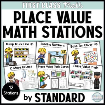 Preview of Place Value Math Stations with 1st Grade Standards | Games Activities Centers