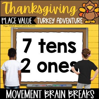 Preview of Place Value Math Turkey Thanksgiving Activity Adventure Movement Break
