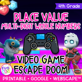 Place Value Math Video Game Escape Room & Webscape™ 4th Gr